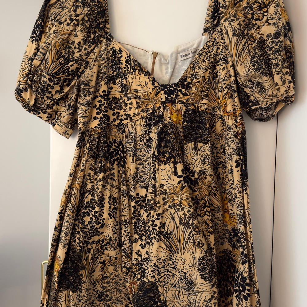Toile Puff Sleeve Mini Dress